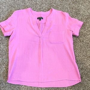J. Crew Vibrant Pink linen Blouse